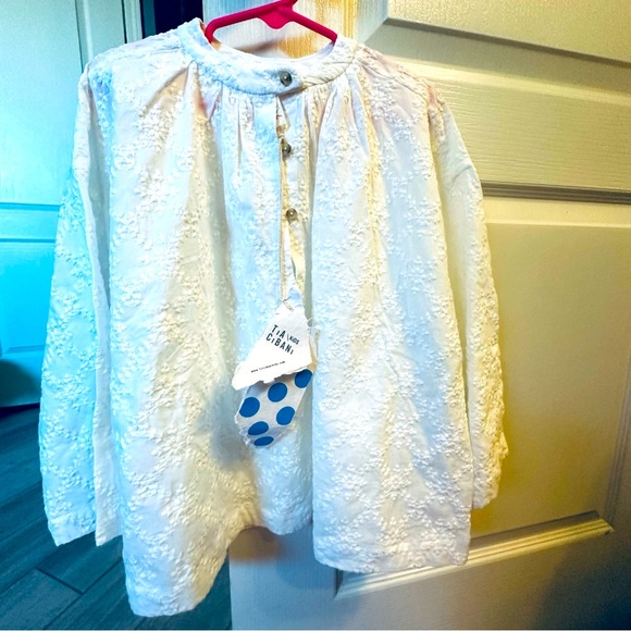 NWT Tia cibani 7 /8 girls white embroidered boutique blouse top tunic MSRP $135 - Picture 1 of 8